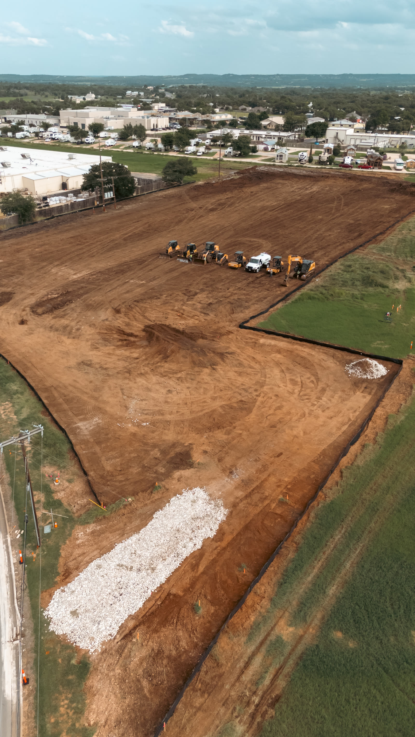 Commercial site preparation, aerial view